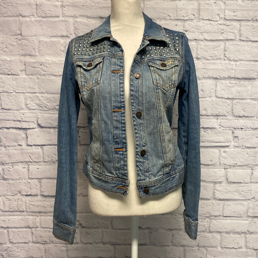 Vintage Hollister HCO Stretch Studded Jean Jacket Sz M